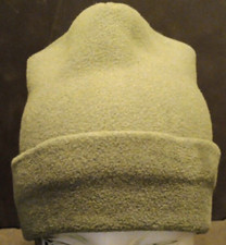 Unisex S/M Lands' End Green Fleece Rolled Beanie Hat Cap