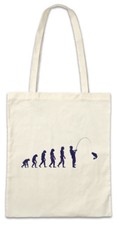 Fishing Evolution Stofftasche Einkaufstasche Fun Sea River Angler Rod and Line