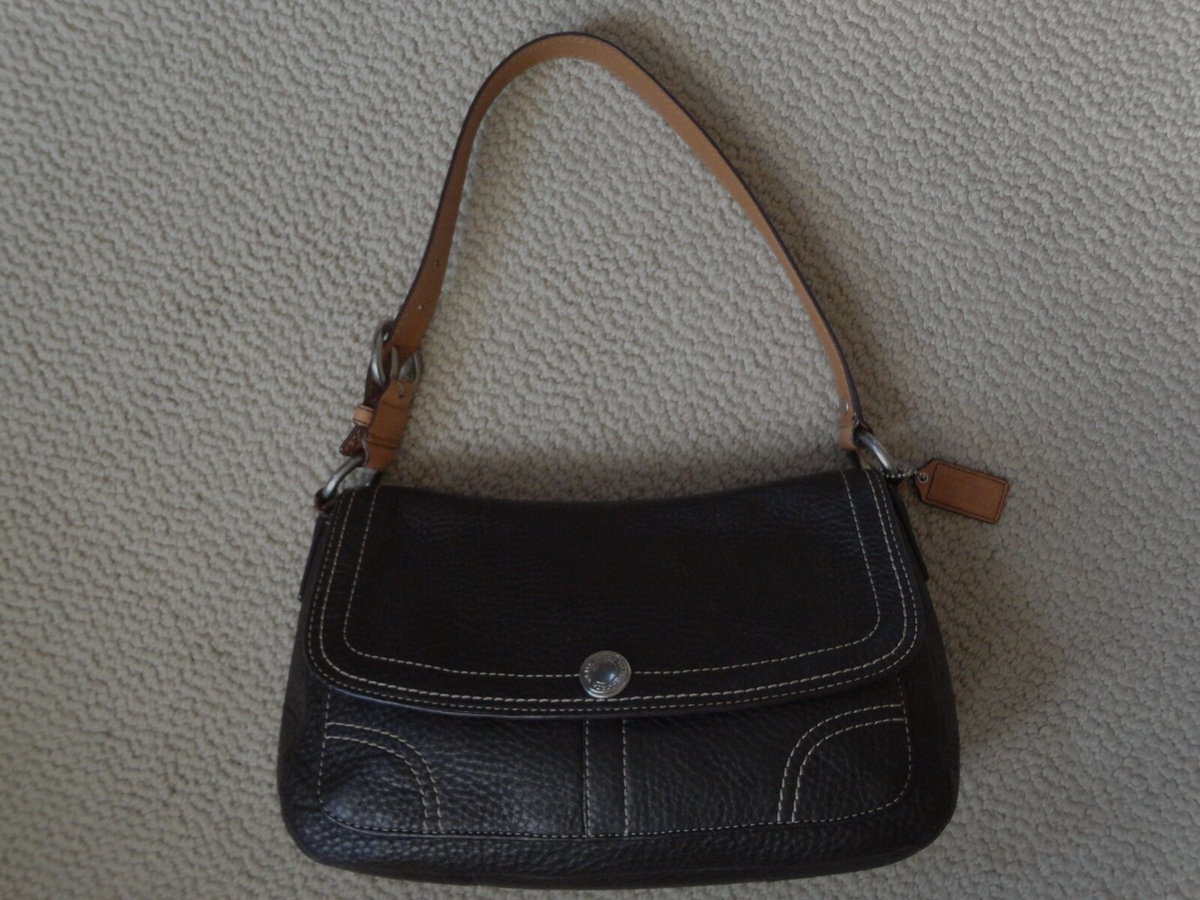 Coach Chelsea Brown Pebble Leather Flap Shoulder Bag F12336 Coach Chelsea Brown Pebble Leather Flap Shoulder Bag F12336