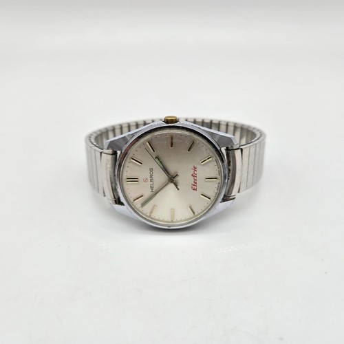 Helbros Electric Men's Watch Quartz Silver Chrome Running 35mm West German Made - Picture 6 of 9