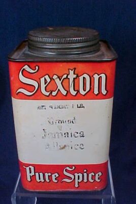 Vintage Sexton Pure Spice Tin With Lid Jamaica Allspice National