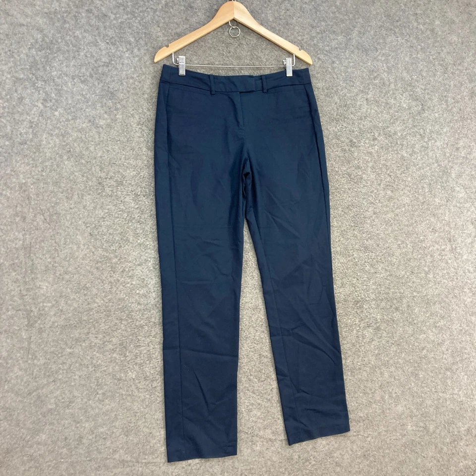 Pantalones para mujer Diana Ferrari talla 10 azules rectos tiro medio negocios 48118 Foto 2 de 4