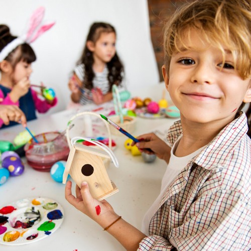 Build Your Own Bird House Wooden Nest Child Decorative Props Artificial