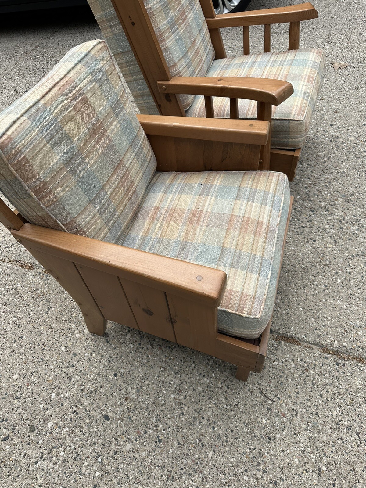 Vintage Habitant Knotty Pine Him & Hers Cabin Cottage Chairs Bay City