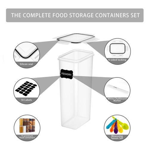 Feshory 16 Pack Airtight Food Storage Containers Set for Kitchen & Organisation - Picture 6 of 7