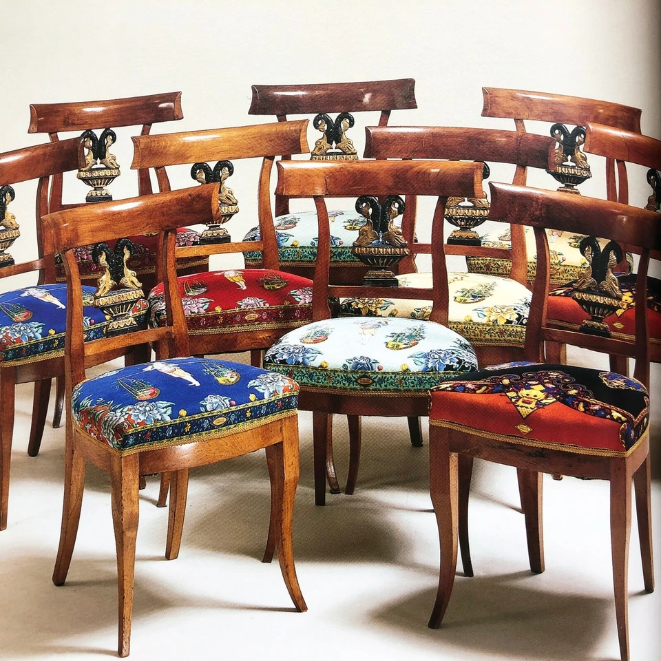 GIANNI VERSACE Panel Tela Terciopelo El Jardinero Chino Estampado Negro 55" Foto 3 de 4