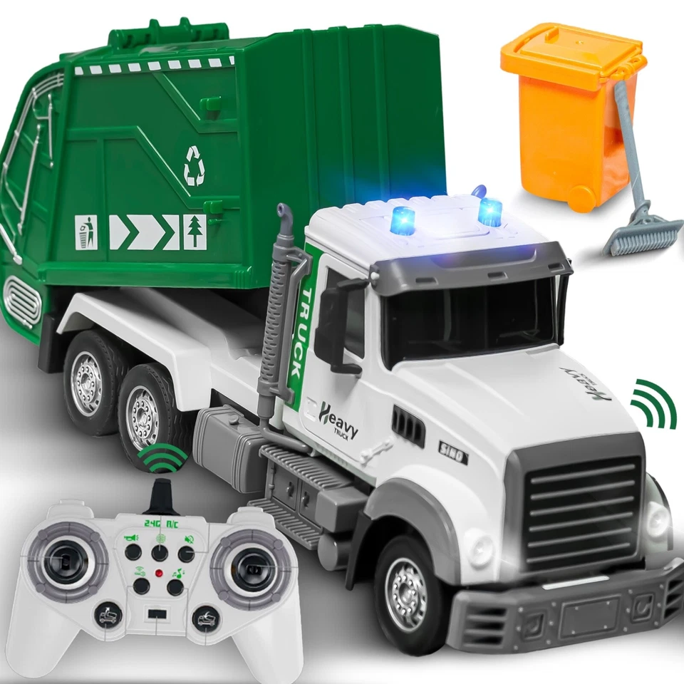 JoyX RC Camión de Basura Juguete con Luces LED - Regalo Interactivo de Navidad para Niños Foto 2 de 4