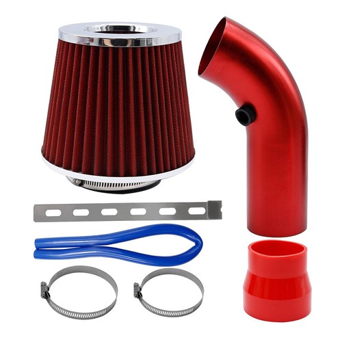 Cold Air Intake Filter Induction Kit Pipe Power Flow Hose System Red Accessories - Picture 2 of 16