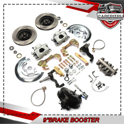 Disc Brake Conversion Kit 9'' Booster Drilled Rotors For 1964-1972 GM A,F, X Body