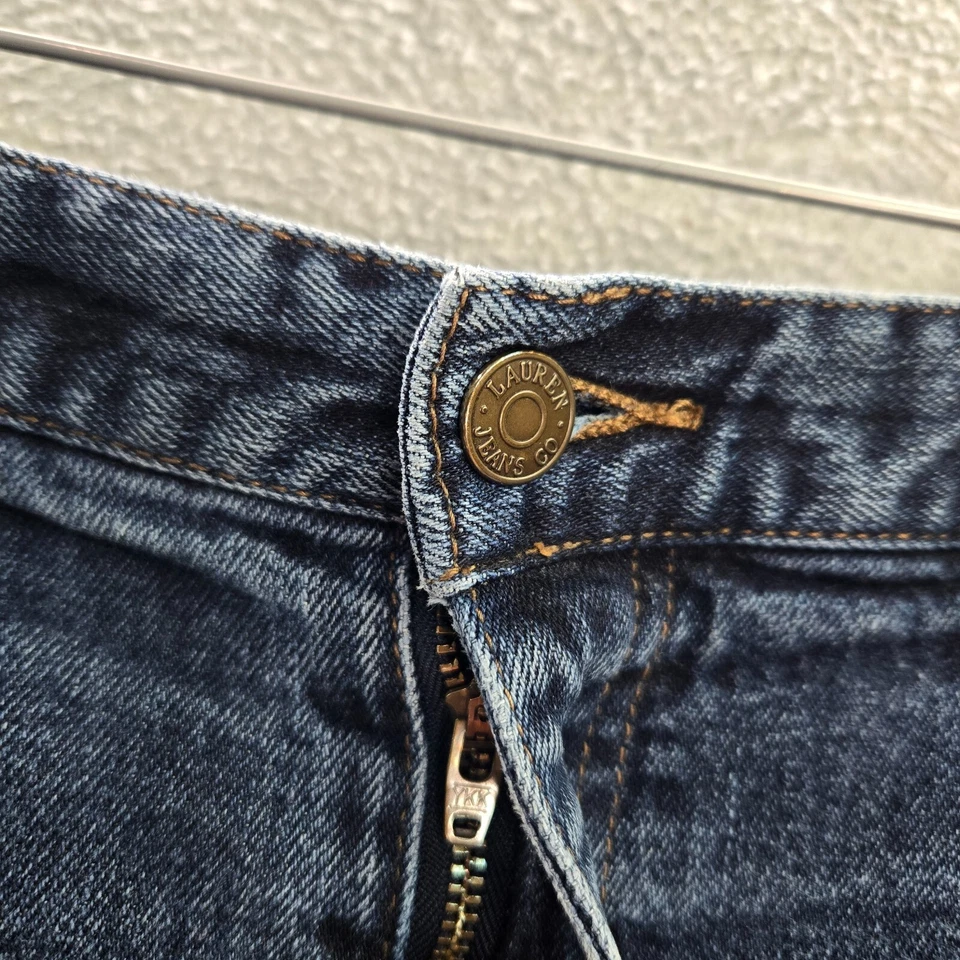 Lauren Jeans Co Mujeres Falda 12 Azul Denim Hasta la Rodilla Lápiz Lavado Medio Abertura Foto 4 de 4