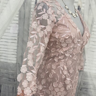 Eliza J Size 6 Blush Pink 3D Embroidered Applique Floral Dress Sleeve  Formal D6 | eBay