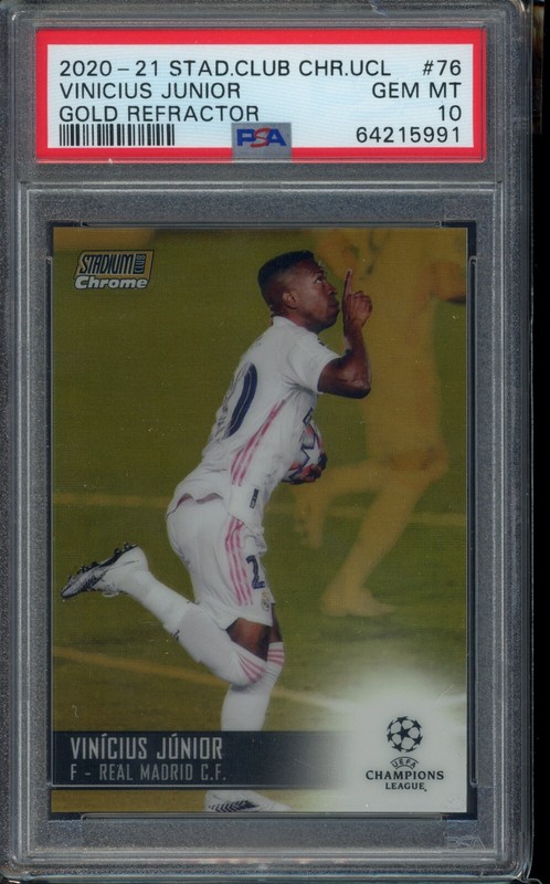 2020 Topps Stadium Club Chrome UCL Vinicius Vini Jr. #76 GOLD Refractor PSA 10