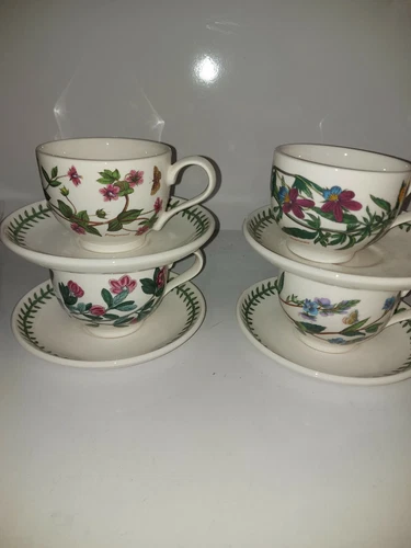 Portmeirion Botanic Garden set of 4 assorted Teacups and saucers