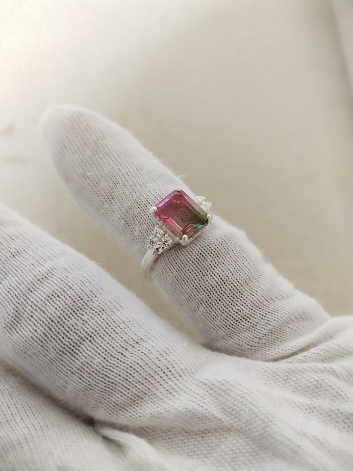 Watermelon Quartz Rings Handmade Watermelon Tourmaline Ring, 925 Sterling, Tourmaline Quartz ...