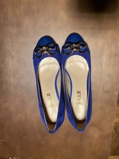 Womens Bridal Wedding Mid Heel Ladies Blue Prom Party Shoes Size 8 B 35 Off