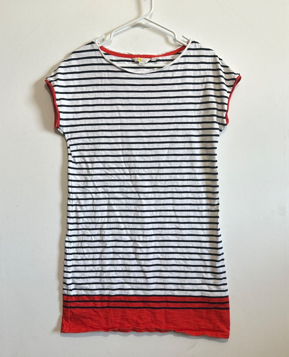 boden paulina jersey dress Cotton Navy White Red Stripe Coastal Casual Shift 6R LowStock:42569429614643
