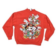 Mickey Unlimited Jerry Leigh Red Cotton Pullover Sweater Men L Christmas Family