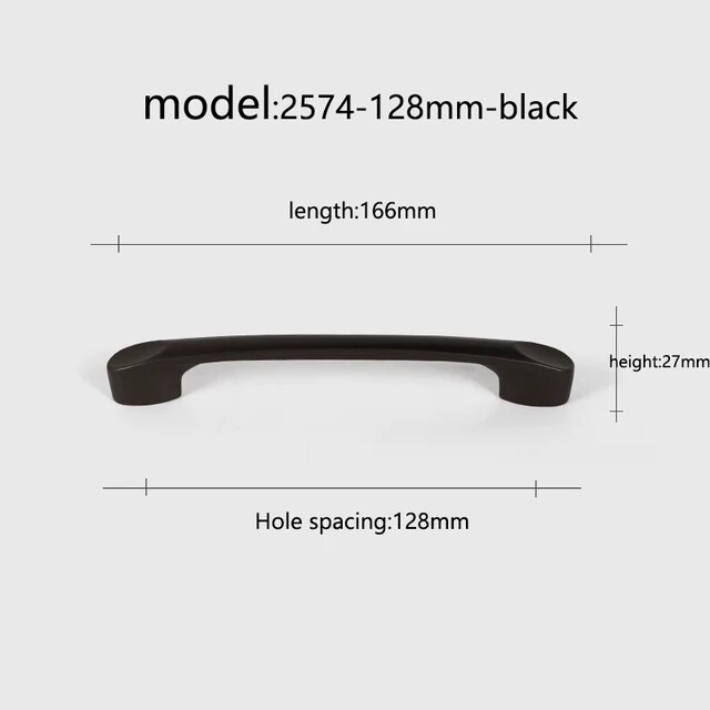 Black Drawer Handle Cabinet Door Wardrobe Door Handle Aluminum Alloy ...
