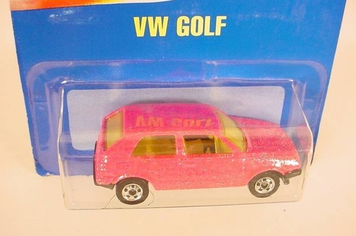 HOT WHEELS BLUE CARD INTL PKG PINK VW GOLF W/ BLACK BASE