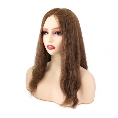Women Top Piece Topper French Lace Human Hair Poly Around Medium Density 7x9 #L6 - Picture 3 of 12