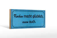 Holzschild Spruch 27X10 Cm Kochen Macht GlüCklich Essen Deko Schild Wooden Sign