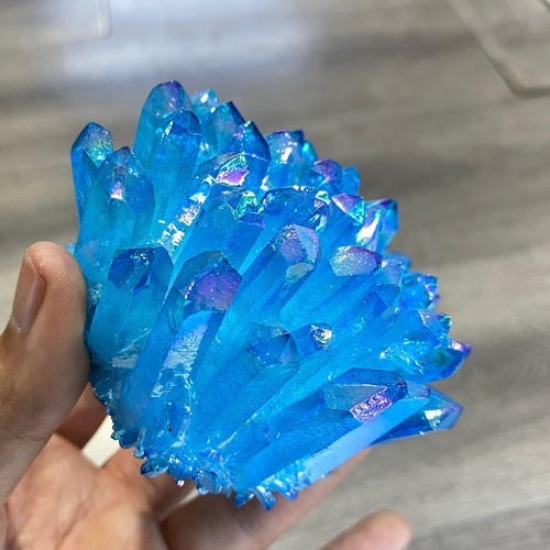 Electroplate blue Quartz Crystal Cluster Mineral Specimen Healing 300g+ 1pc - Picture 9 of 14