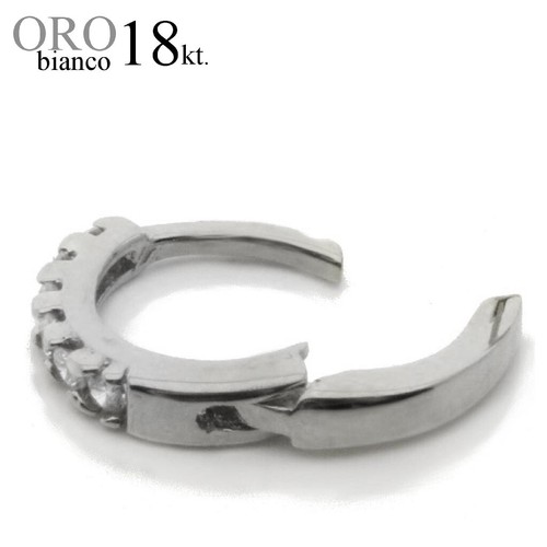 mono orecchino uomo donna ORO 18kt. cerchio anello zirconi swarovsky lobo trago - Picture 15 of 17