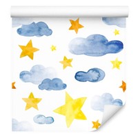 10M Vlies Tapeten Rollen Kinderzimmer Sterne Wolken Himmel Aquarell Xxl 1560