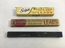 Scripto & Sheaffer Pen Pencil Leads Set of 3 Advertising Empty Boxes Vintage