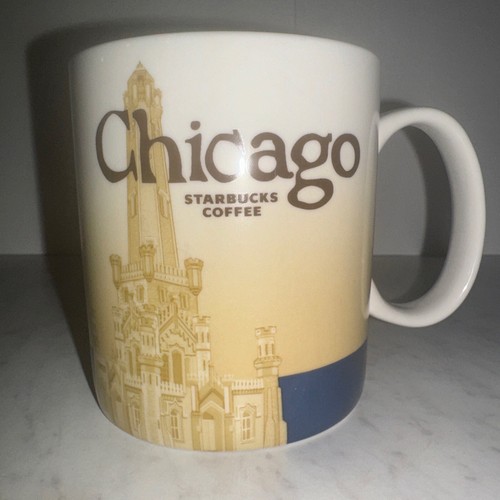 Starbucks 2012 Chicago Global Icon City 16oz Keramik Kaffeebecher Blau - Bild 2 von 6