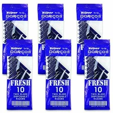 60 Ct Dorco Fresh Twin Blade Disposable Razors - 60 Razors Total (Value Pack)