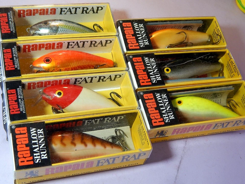 Lote de 7 señuelos Rapala Shallow Fat Rap SFR07-(7 cm/12 g) colección colores surtidos-NOS Foto 4 de 4