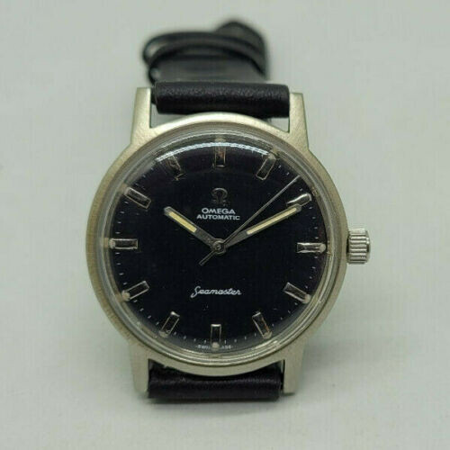 USED MAN'S VINTAGE BLACK /F076 WATCH OMEGA DIAL SEAMASTER 1960 AUTOMATIC CAL:552 - vintagewatches.pk