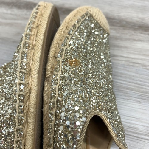 Tory Burch Max Gold Glitter Mule Slide Jute Espadrille Mules Cap Toe Womens 7M - Picture 3 of 13