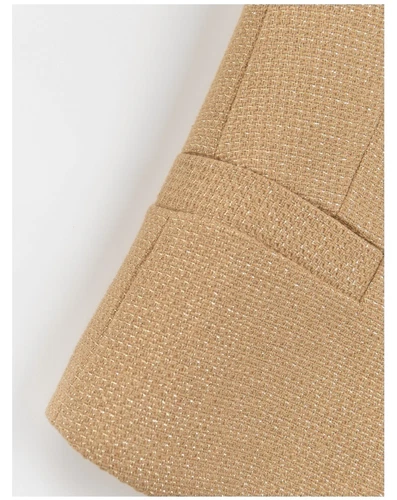 Mujeres AUTÉNTICO L'AGENCE Brooke Frente Abierto Blazer Abrigo Chaqueta Latte/Dorado - Imagen 12 de 14