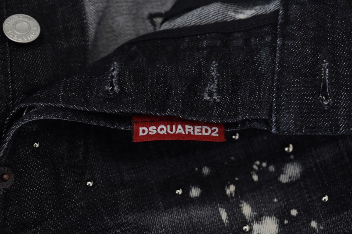 DSQUARED2 Jeans Black Washed White Color Splash Casual Denim DSQUARED2 Jeans Black Washed White Color Splash Casual Denim