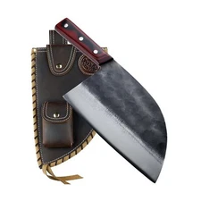 Serbian Cleaver Chef Knife Full Handforged Kitchen Knife Carbon Ste... Fast Ship
