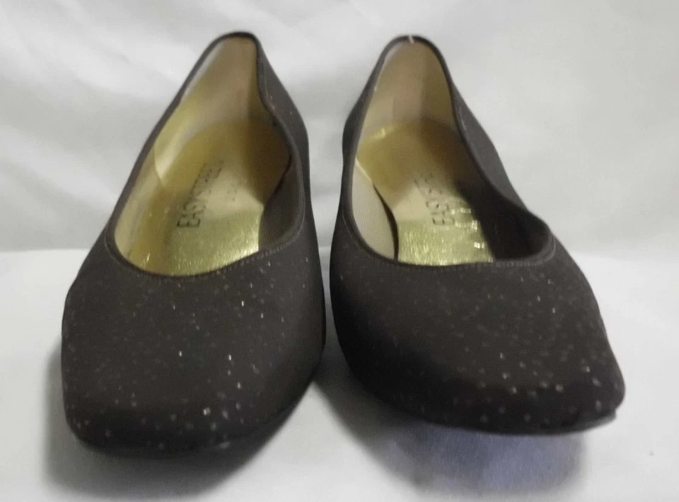 复古 Easy Street 经典高跟鞋 9 M 2.25 英寸高跟鞋棕色带闪亮面料 — 第 4/4 张图片