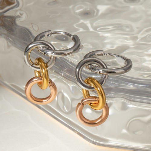 Woman 18K Gold Plated Stainless Steel Earring Stud Drop Dangle Hoop Tassel - Picture 2 of 5