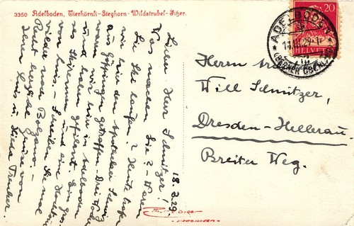 Luis Trenker, handgeschriebene AK an Architekt W. Schnitzer in Dresden-Hellerau - 第 1/2 張圖片