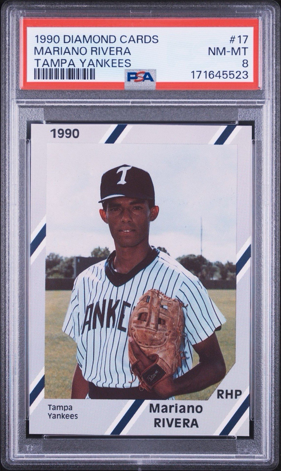 1990 Diamond Cards Mariano Rivera #17 Tampa Yankees Rookie Card PSA 8