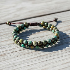 Natural African Turquoise Braided Bracelet Healing Protection Gift for Women Men