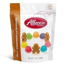 Albanese Jolly Gingerbread Men Shaped Gummies 7 Oz Holiday Candy Fruit Flavors