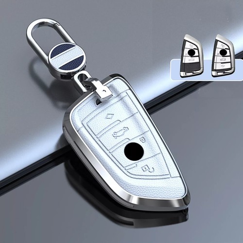 Zinc Alloy Leather Car Key Fob Cover Case 4 Button For BMW 3 5 7 Series X3 X5 X7 - Picture 17 of 26