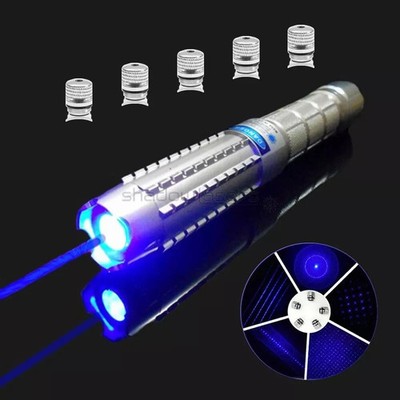 BQ9 450nm Adjustable Focus Blue Flashlight Pointer Visible & Battey &Charger US