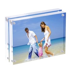 AMEITECH Acrylic Photo Frames 6x8'', Magnetic Acrylic Block Picture Frame, Deskt
