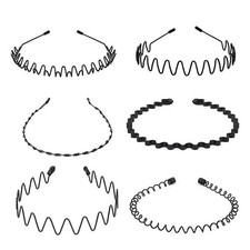 6 PCS Metal Hair Headband Wave Style Hoop Band Comb Sports Hairband Men Women