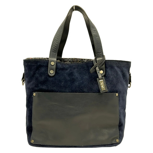 GINZA Kanematsu Dark Navy Suede Leather Tote Bag