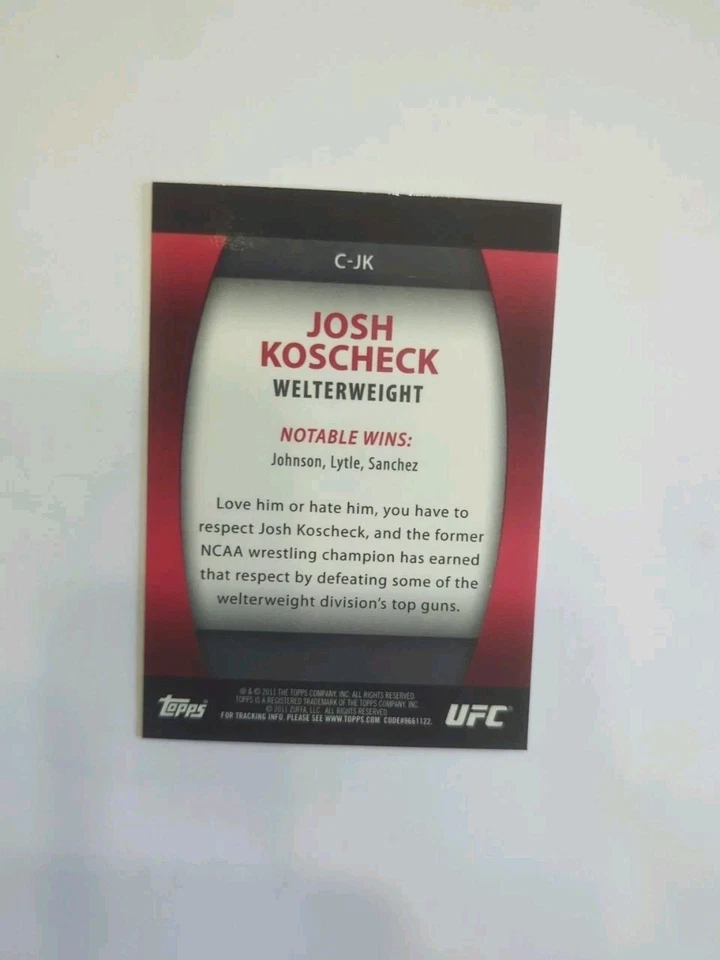 🇺🇸 Josh Koscheck 2011 Topps UFC Title Shot Contenders Welterweight #C-JK - Image 2 of 2