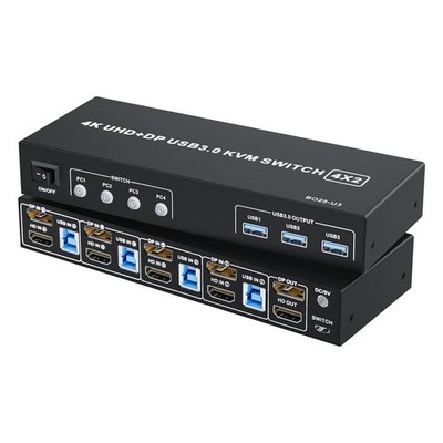 USB 3.0 HDMI Displayport KVM Switch Box 4K@60Hz USB 3.0 UHD HDMI 2.0 Monitor 4X2